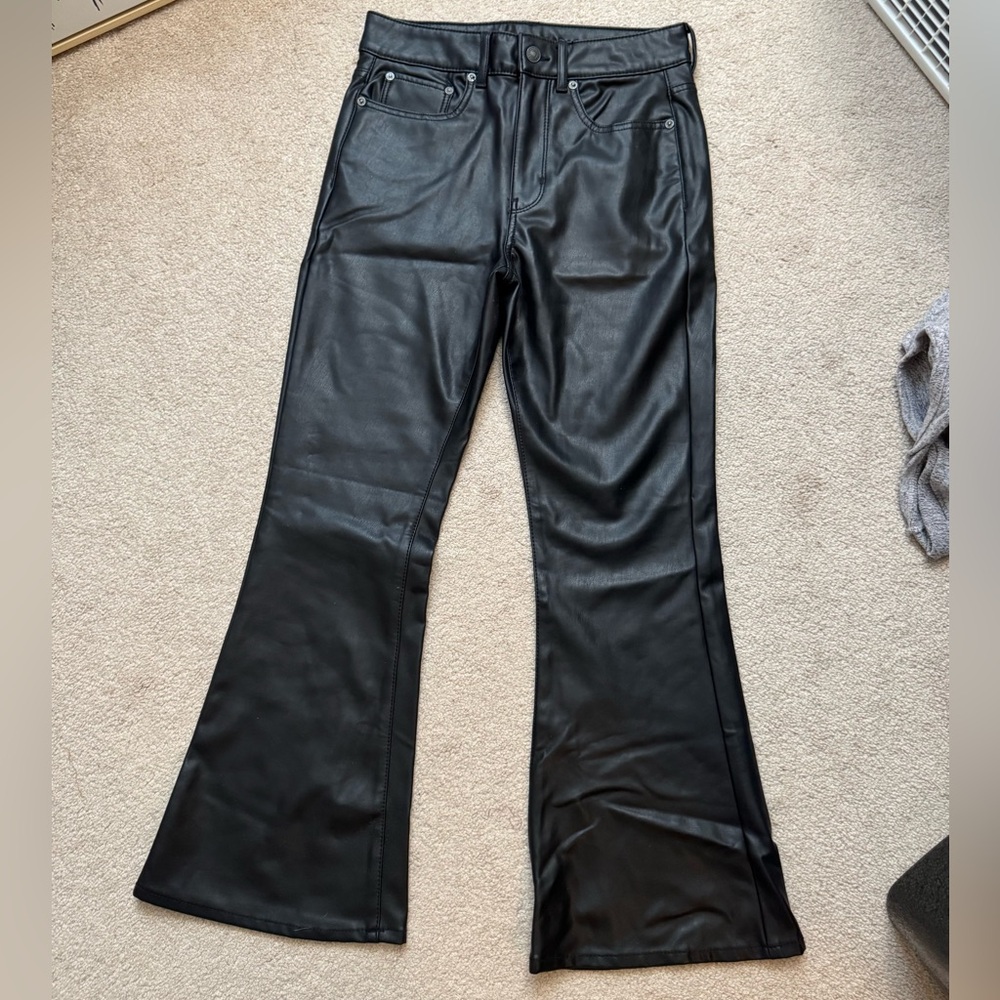 AE NWT Faux Leather Flare Jeans